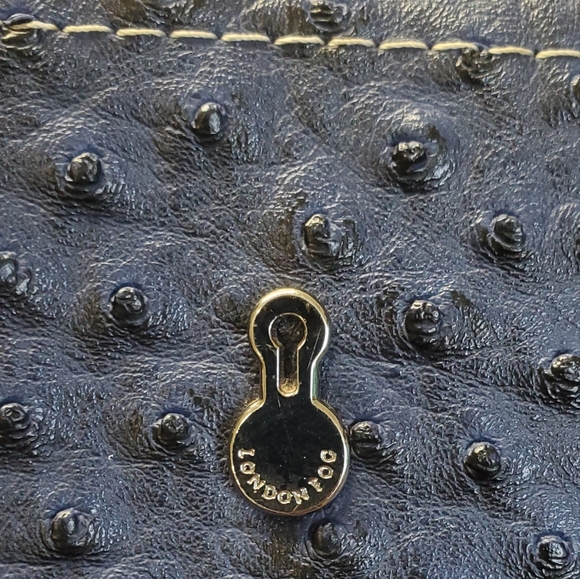 London Fog Blue and Brown Women's Satchel Bag With Detachable Strap - Picture 2 of 16